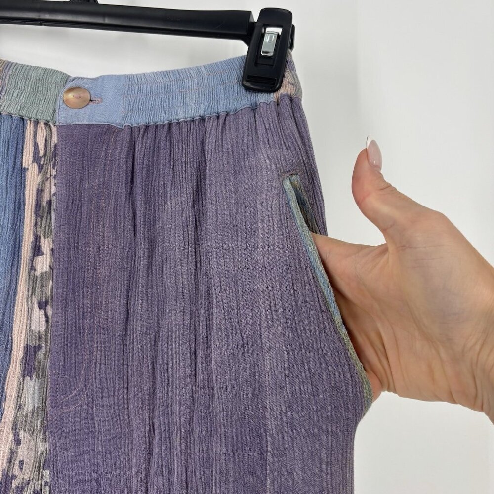 Vintage Handmade Boho Hippie Pants Women’s Size Medium Purple‎ Green High Waist - Picture 4 of 8